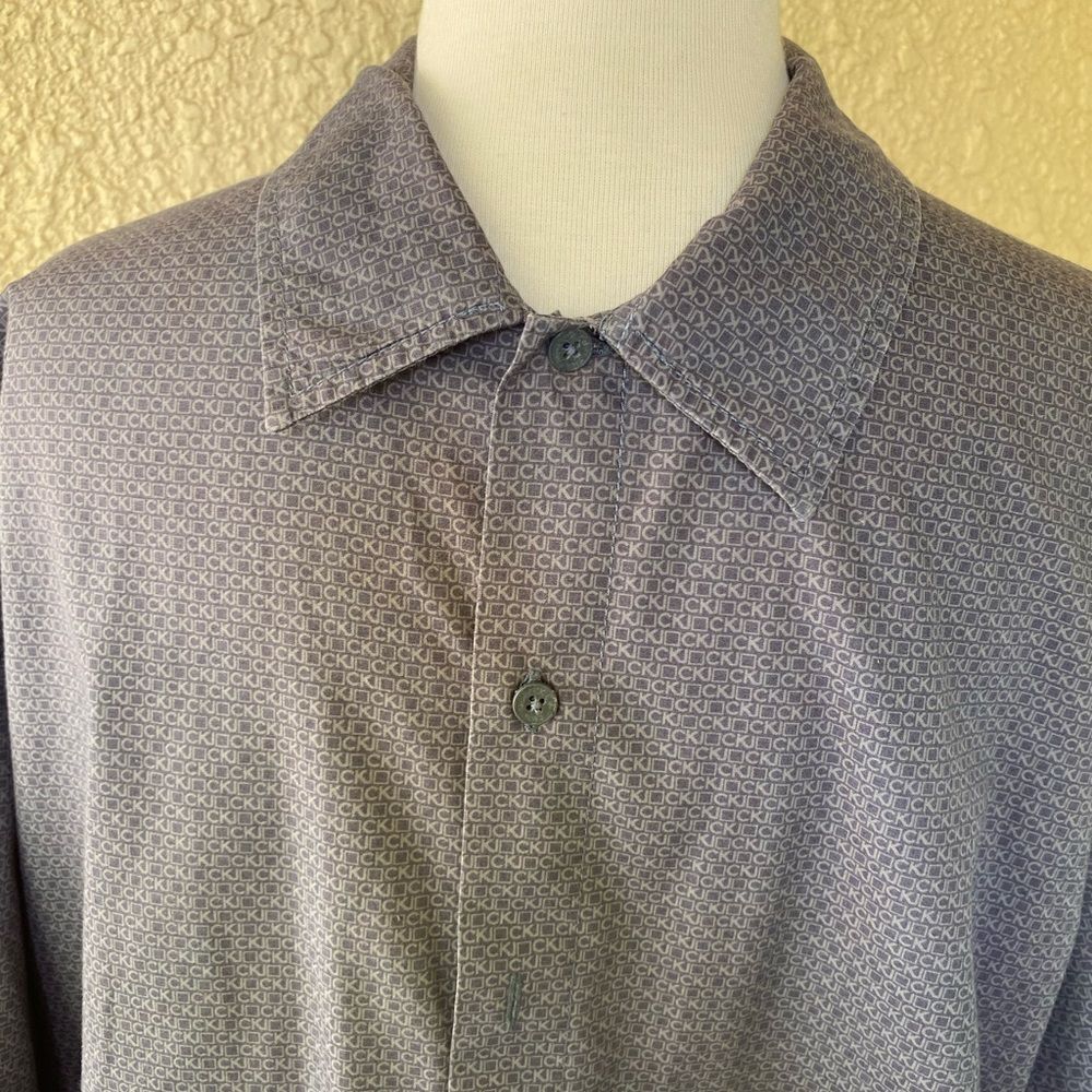 Calvin Klein Men's Monogram Logo Print Short‎ Sleeve Gray Large